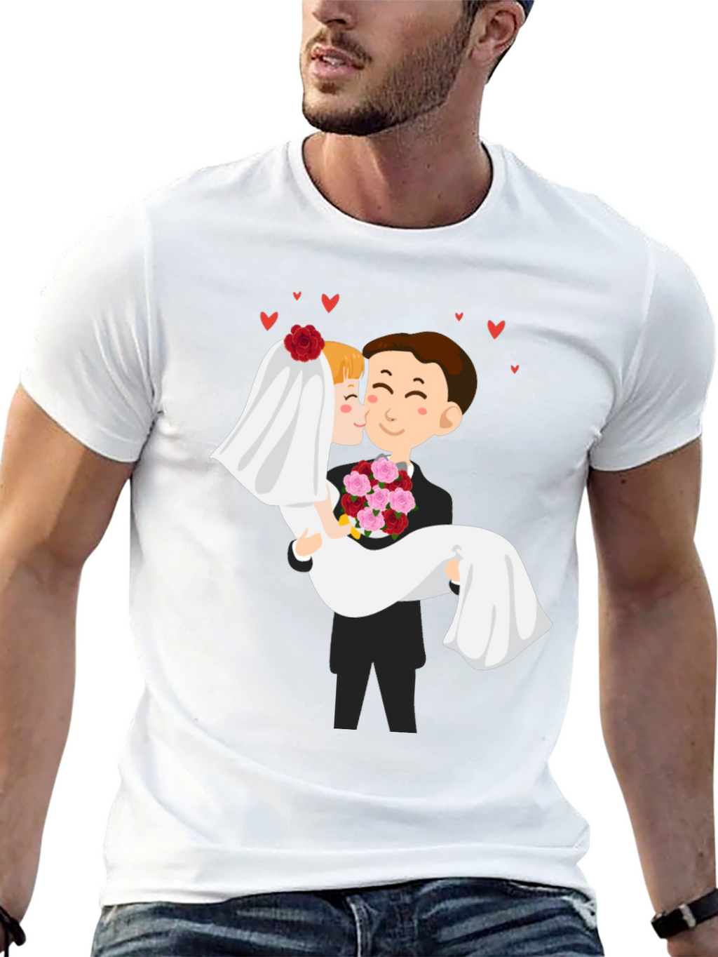 Bride and Groom Graphic Black T-Shirt