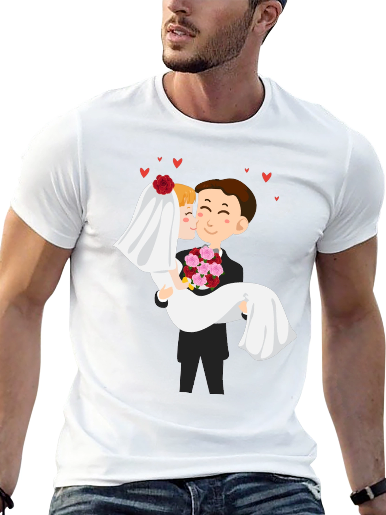 Bride and Groom Graphic Black T-Shirt