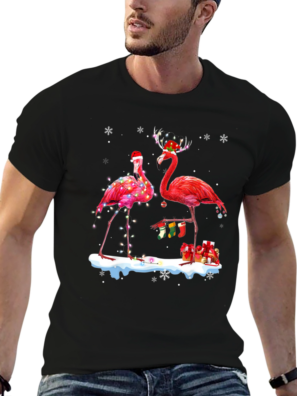 Festive Flamingo Christmas T-Shirt