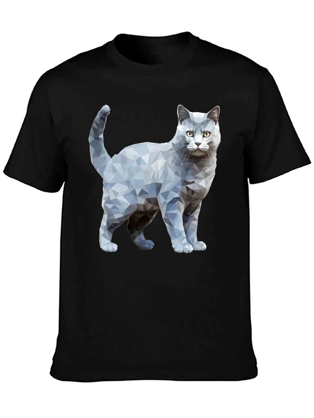 Geometric Cat Graphic Print T-Shirt