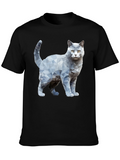 Geometric Cat Graphic Print T-Shirt