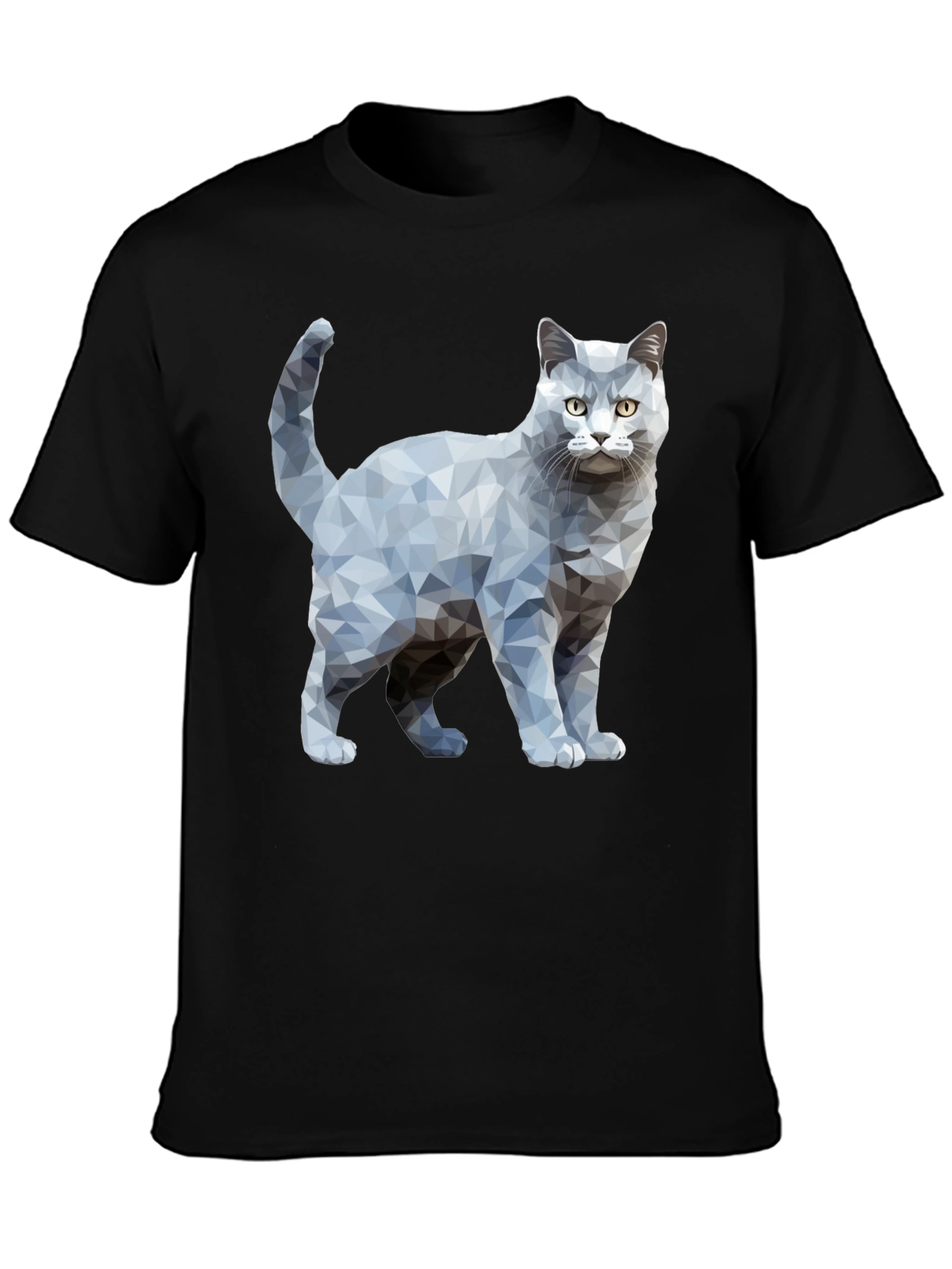 Geometric Cat Graphic Print T-Shirt