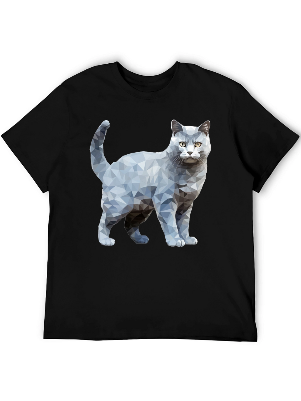 Geometric Cat Graphic Print T-Shirt
