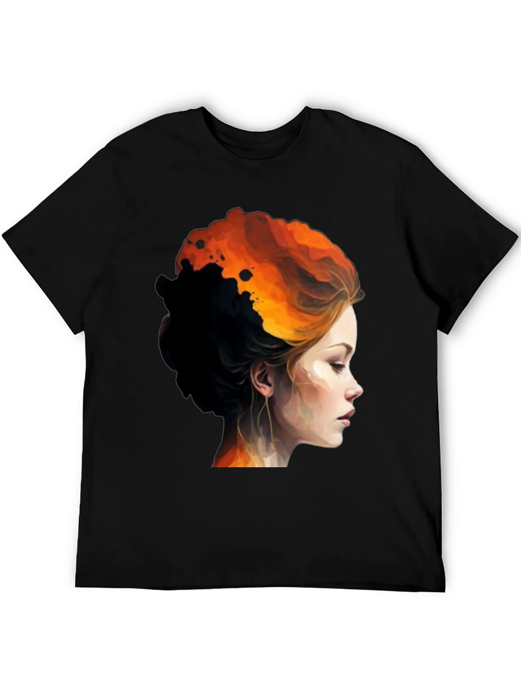 Fiery Woman Graphic Tee - Bold Artistic Design