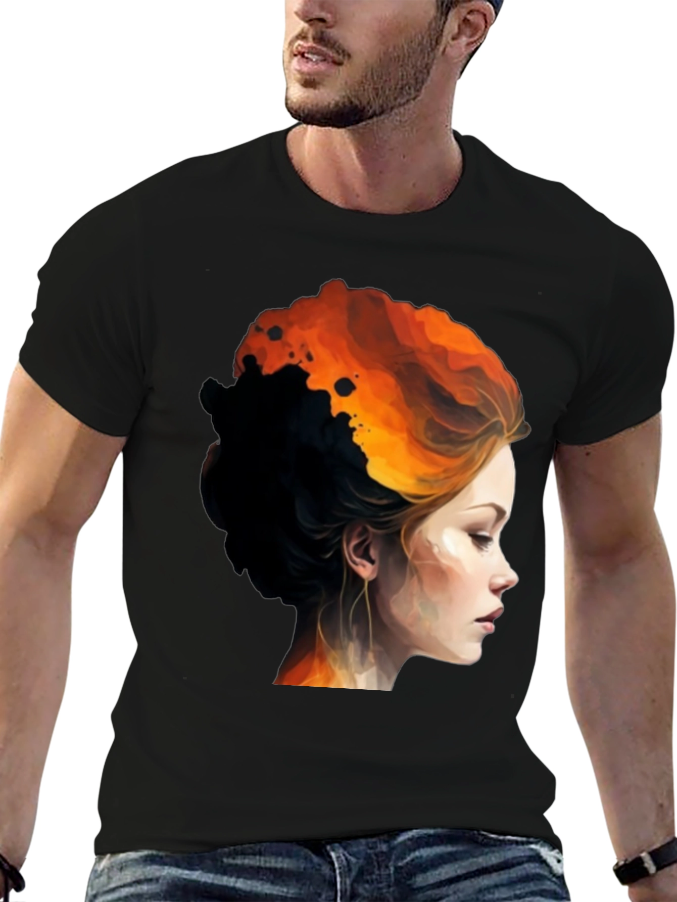 Fiery Woman Graphic Tee - Bold Artistic Design