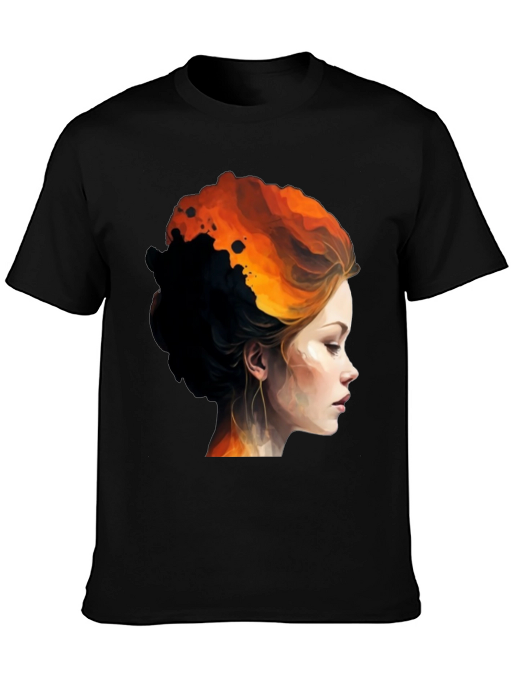 Fiery Woman Graphic Tee - Bold Artistic Design