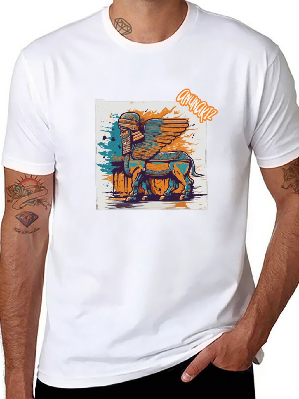 Winged Bull Graphic Tee - Mesopotamian Art Shirt