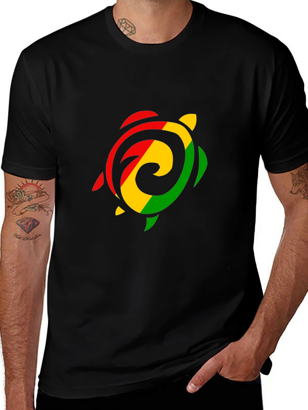 Rasta Turtle Graphic Tee - Black T-Shirt