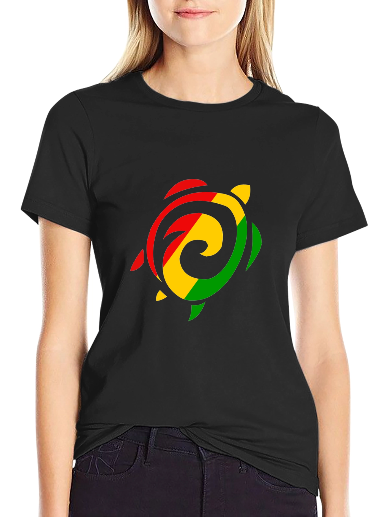 Rasta Turtle Graphic Tee - Black T-Shirt