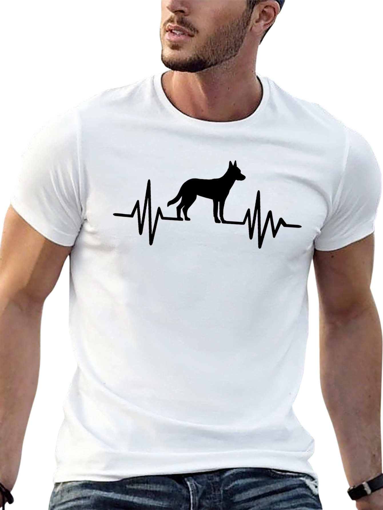 Dog Heartbeat T-Shirt - Black Cotton Tee