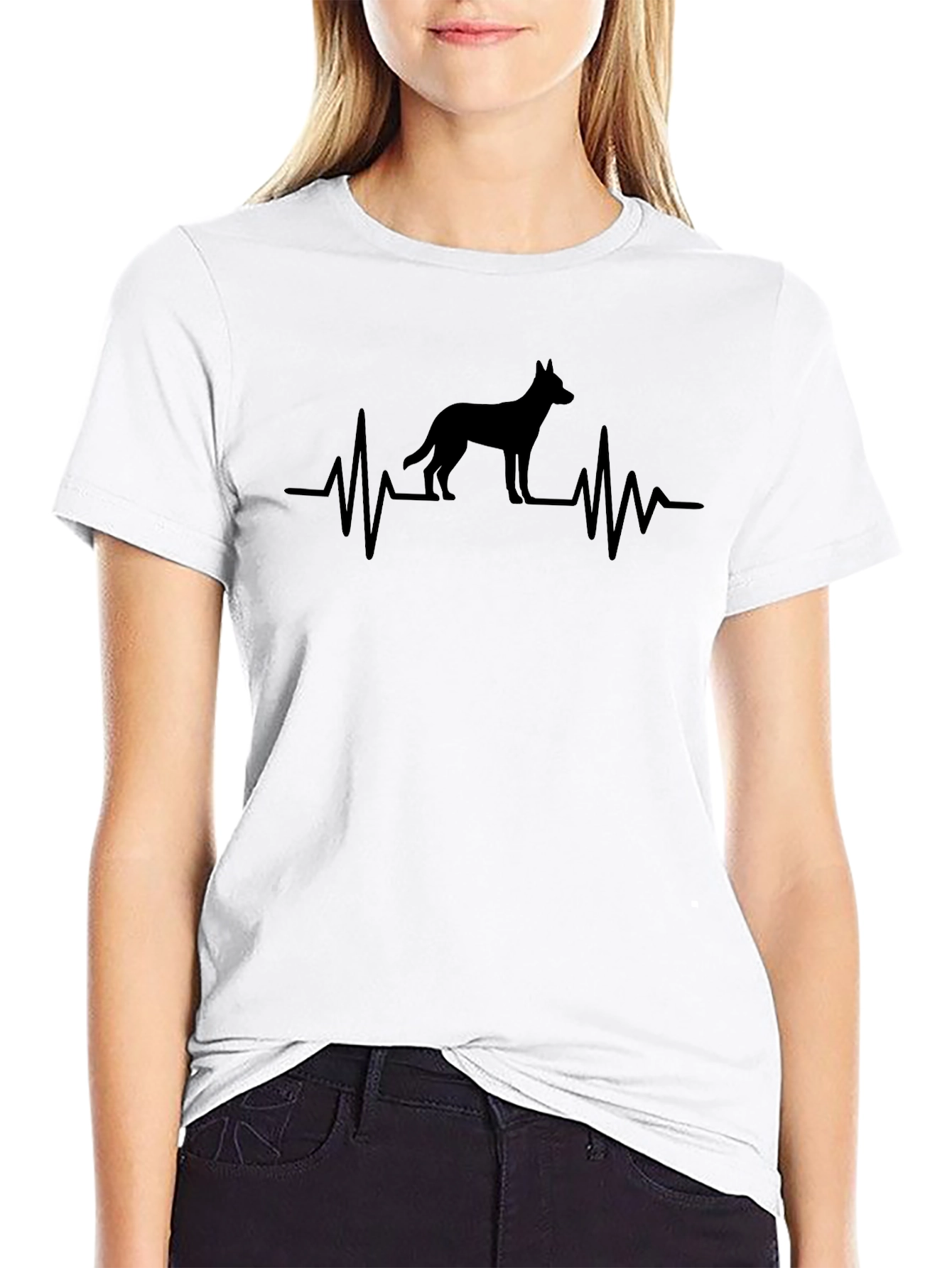 Dog Heartbeat T-Shirt - Black Cotton Tee