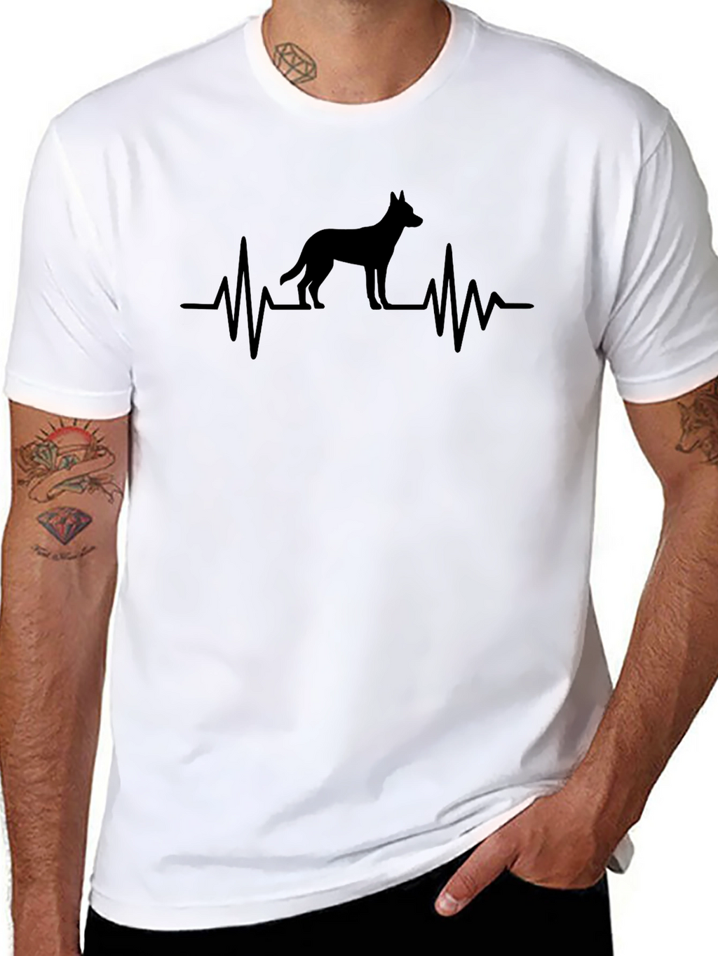 Dog Heartbeat T-Shirt - Black Cotton Tee