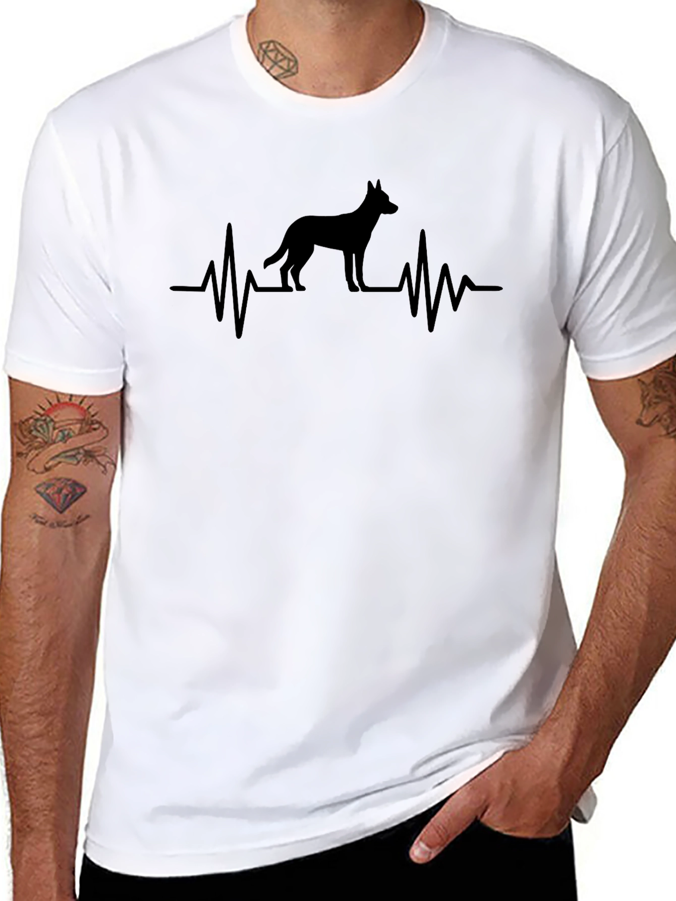 Dog Heartbeat T-Shirt - Black Cotton Tee