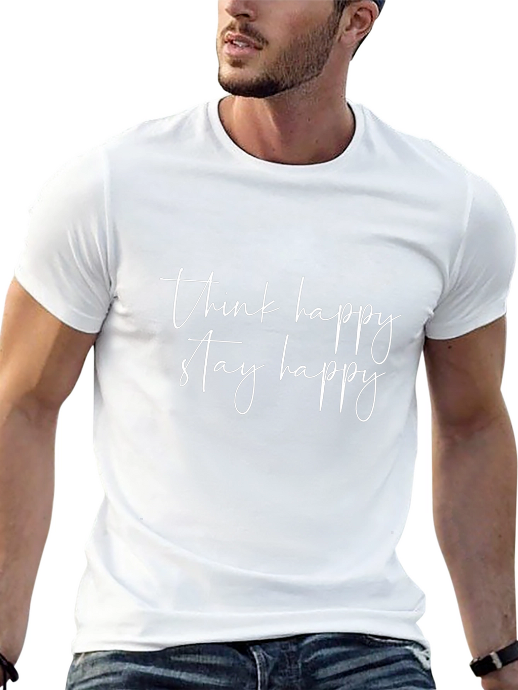Think Happy Stay Happy Black Tee
