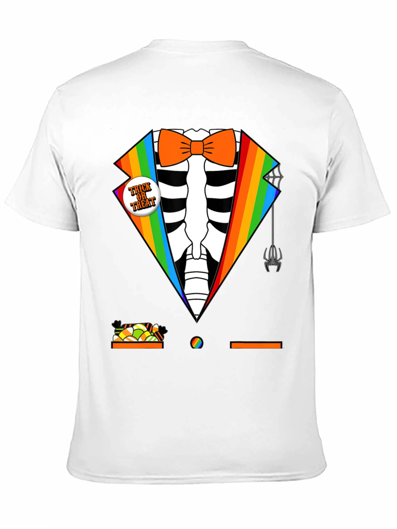 Rainbow Skeleton Tuxedo Halloween T-Shirt