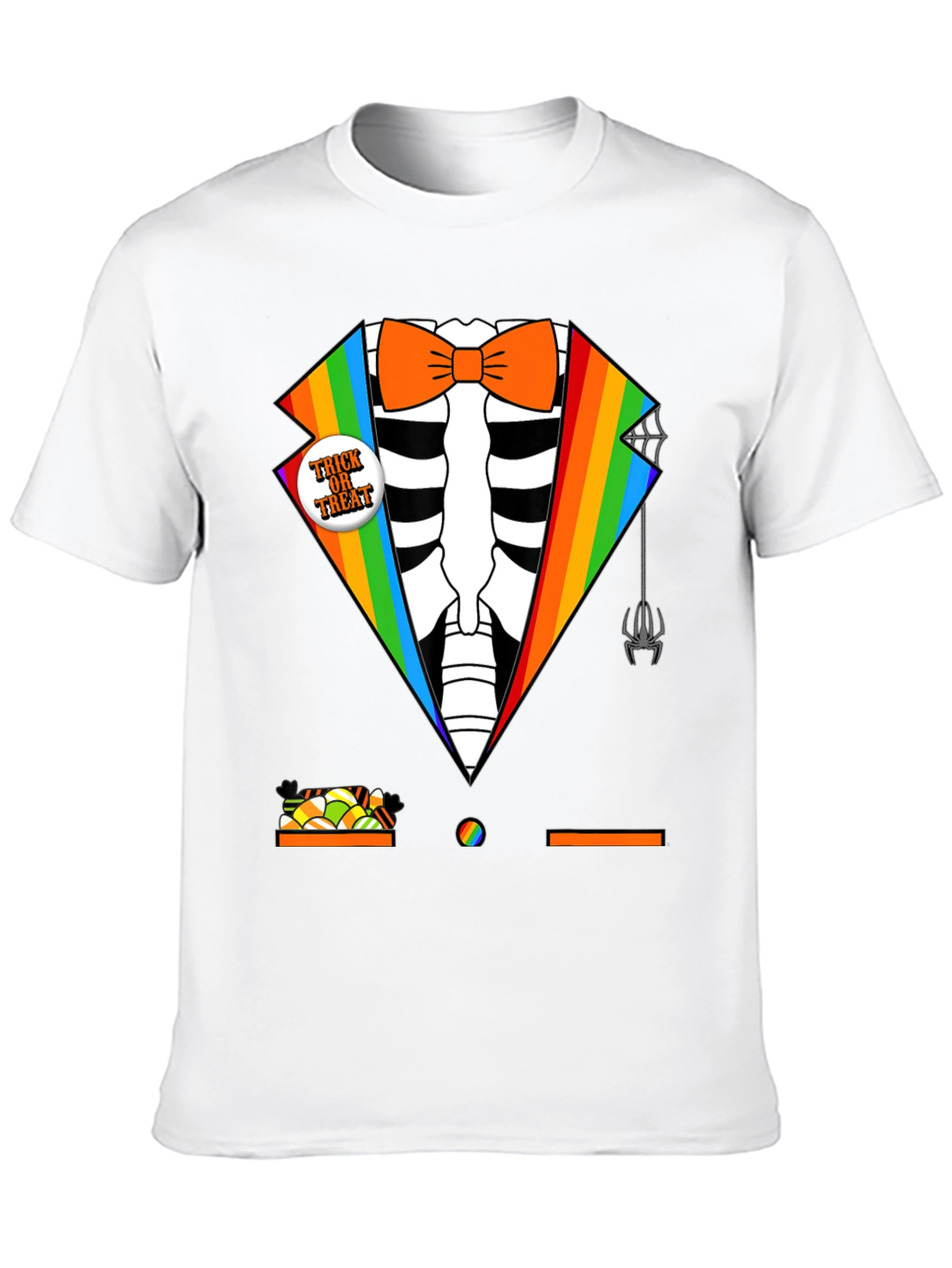 Rainbow Skeleton Tuxedo Halloween T-Shirt