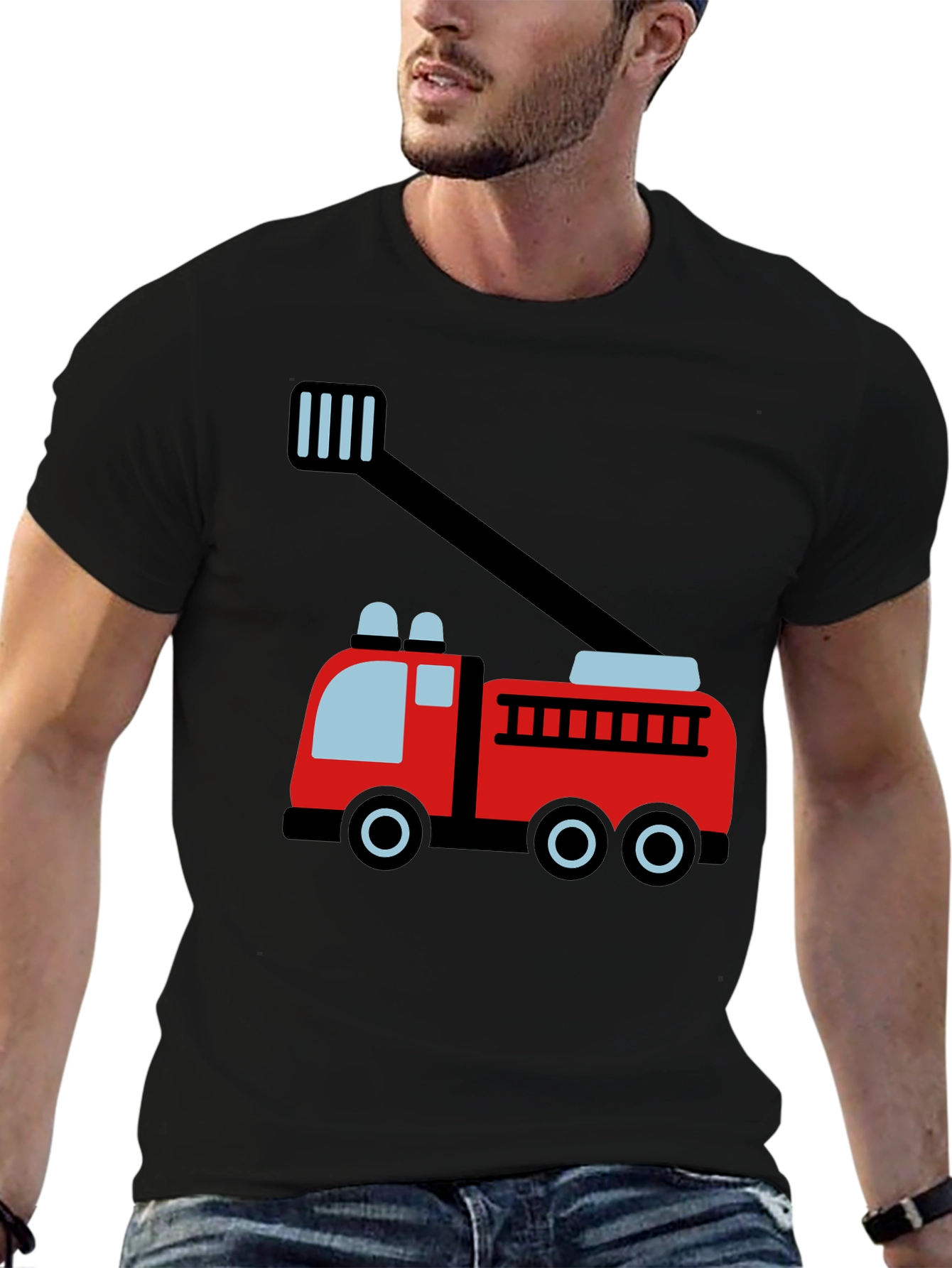 Fire Truck Graphic Tee - Soft Cotton Blend