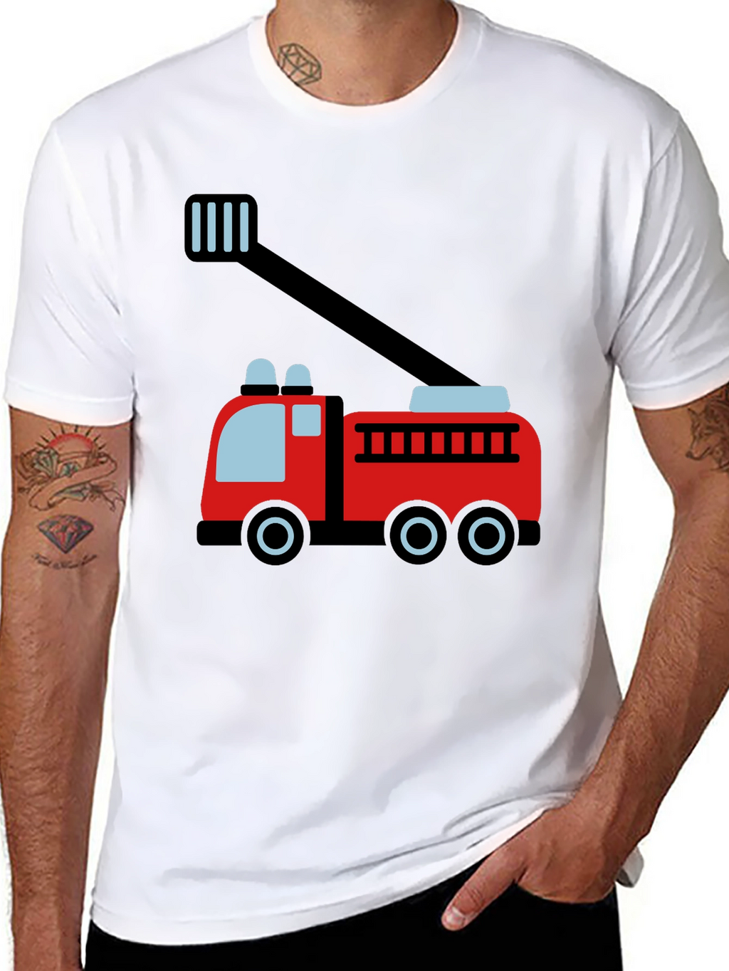 Fire Truck Graphic Tee - Soft Cotton Blend