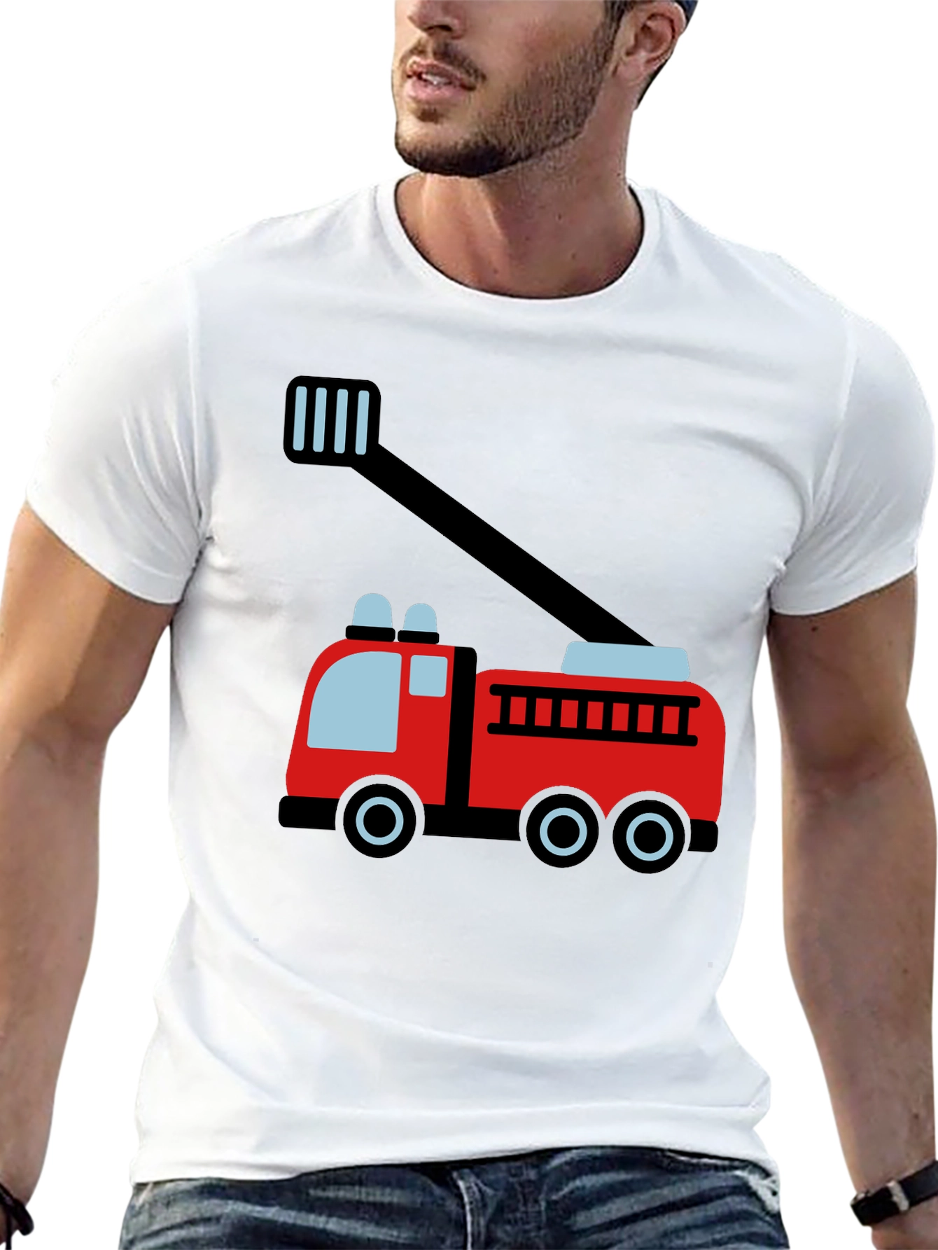 Fire Truck Graphic Tee - Soft Cotton Blend