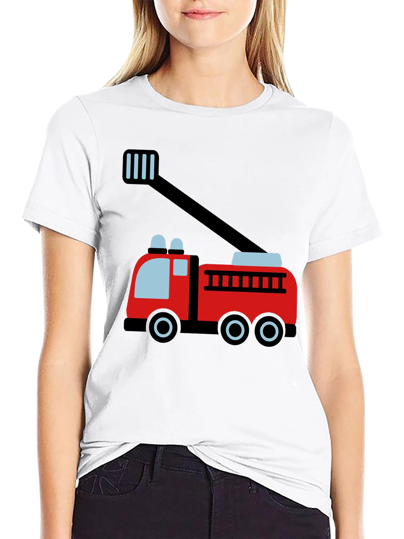 Fire Truck Graphic Tee - Soft Cotton Blend