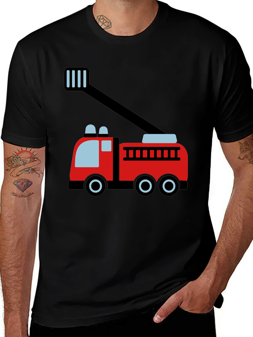 Fire Truck Graphic Tee - Soft Cotton Blend