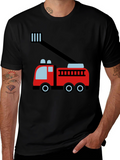 Fire Truck Graphic Tee - Soft Cotton Blend
