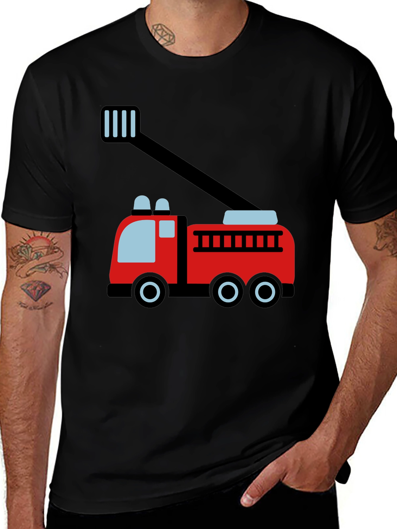 Fire Truck Graphic Tee - Soft Cotton Blend