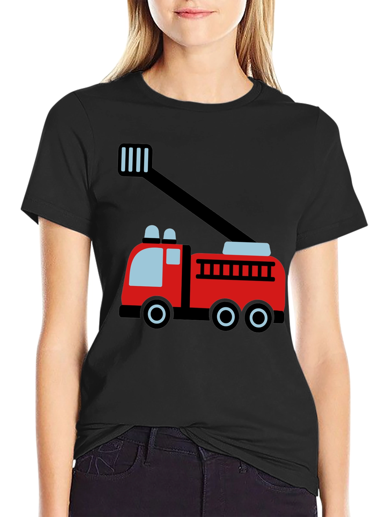 Fire Truck Graphic Tee - Soft Cotton Blend