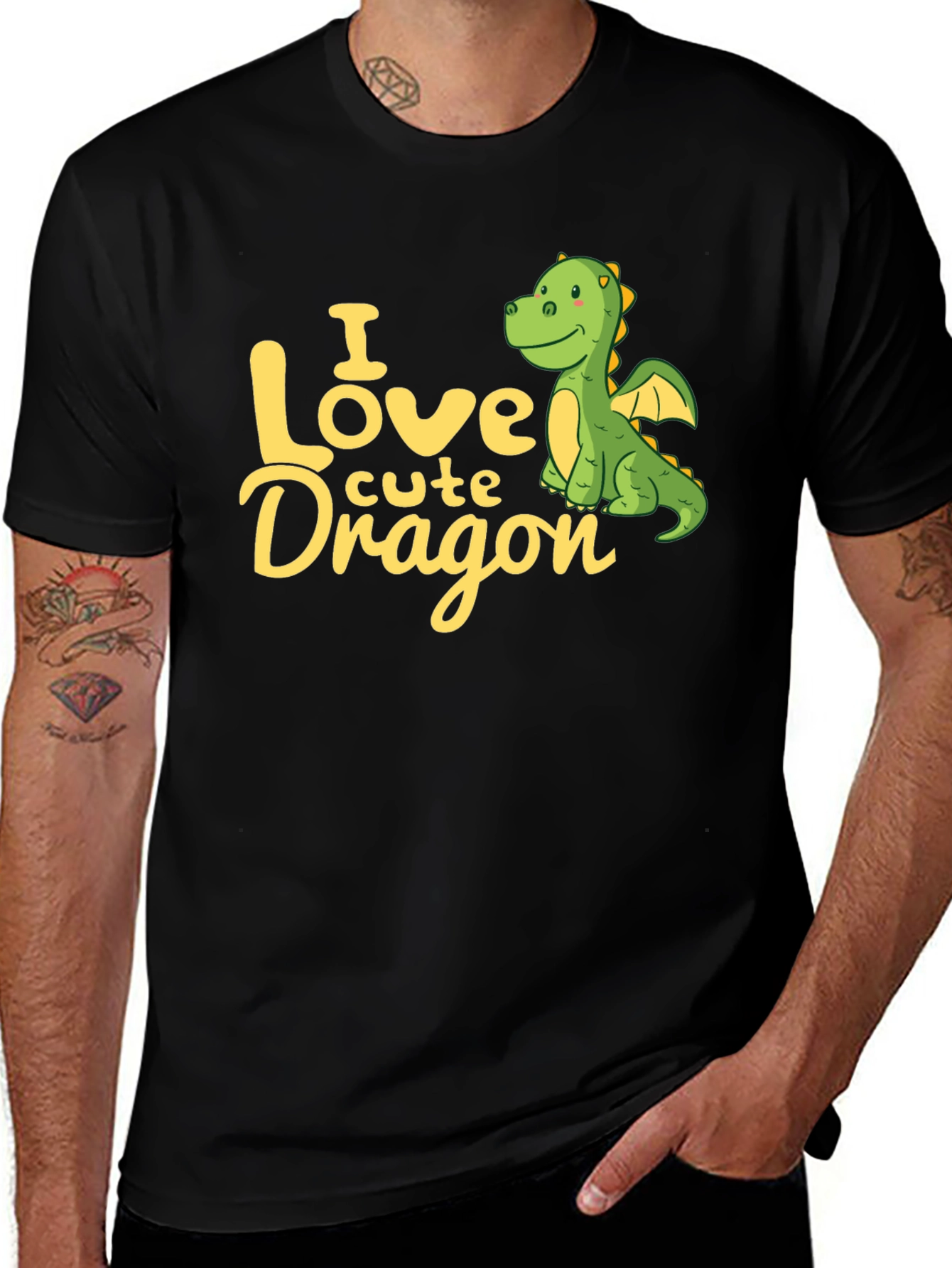 Cute Dragon Graphic Tee -  I Love Cute Dragon T-Shirt