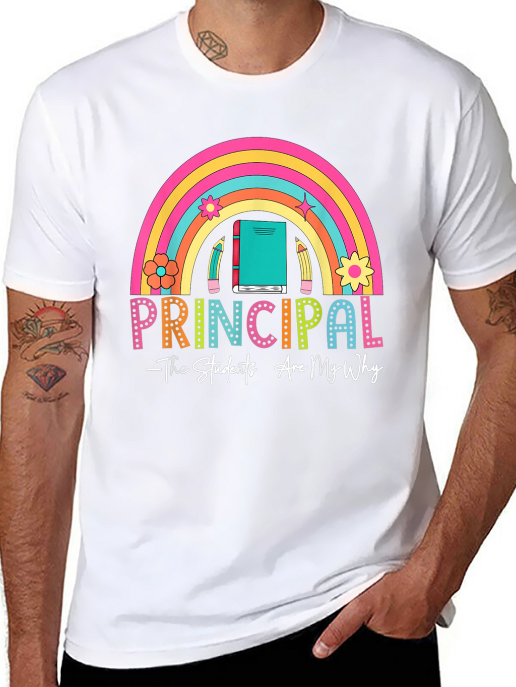 Principal Rainbow Graphic T-Shirt - Teacher Appreciation