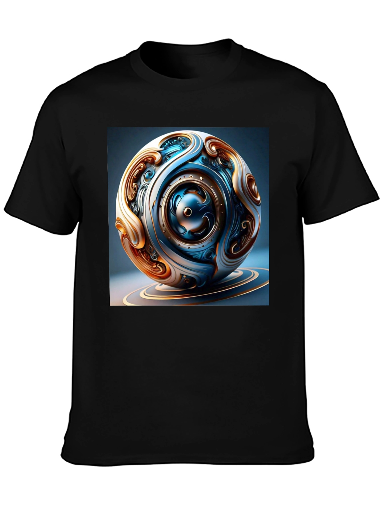 Artistic Gear Sphere Graphic Tee - Black