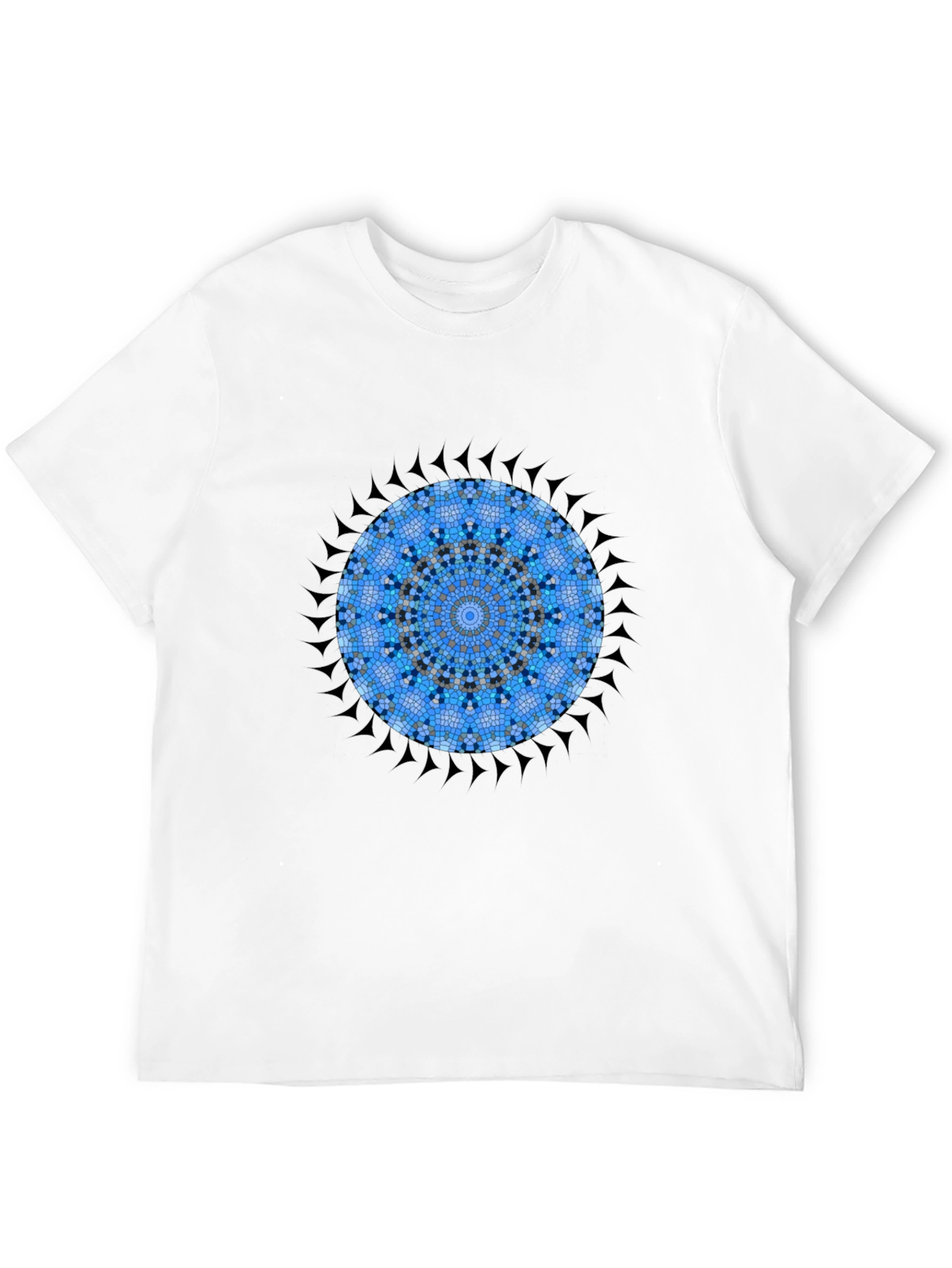 Blue Mandala Graphic Tee - Stylish Mens Cotton T-Shirt
