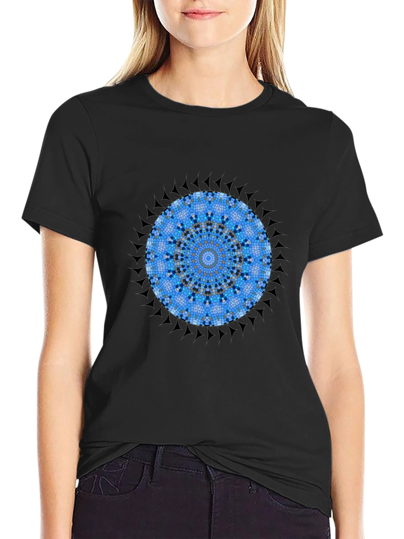 Blue Mandala Graphic Tee - Stylish Mens Cotton T-Shirt