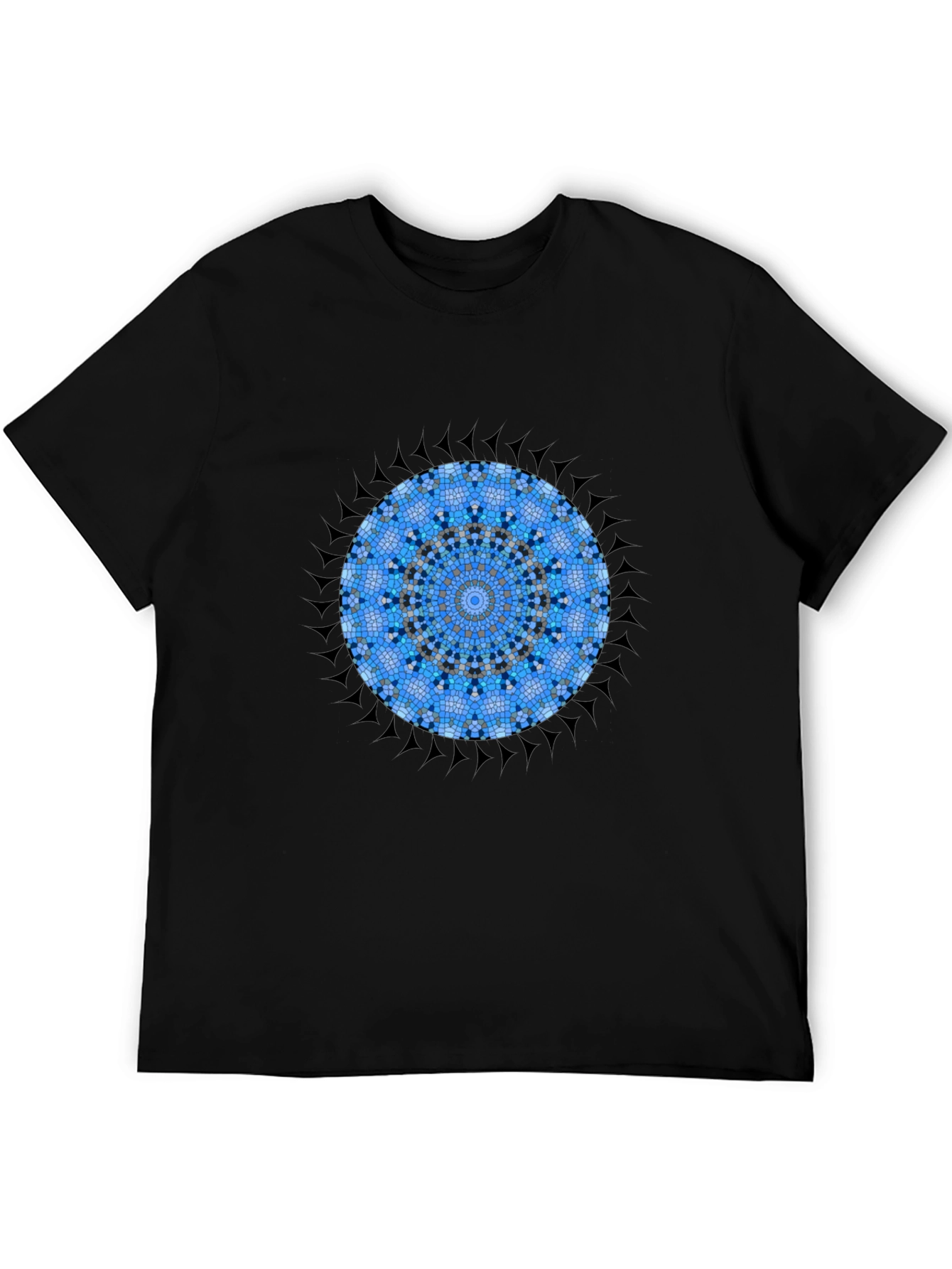 Blue Mandala Graphic Tee - Stylish Mens Cotton T-Shirt
