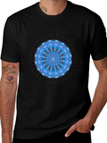 Blue Mandala Graphic Tee - Stylish Mens Cotton T-Shirt