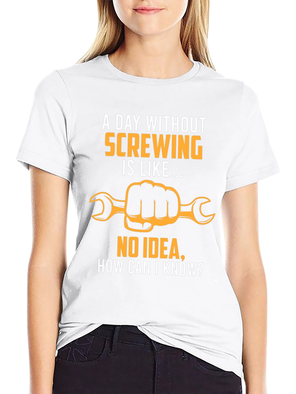 Funny Screwing T-Shirt - Hand Holding Wrench