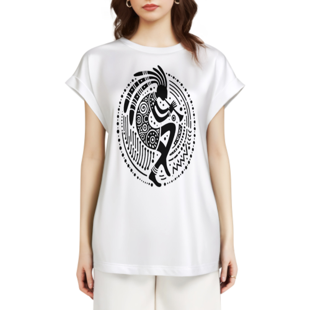 Tribal Kokopelli Graphic Tee | Native Inspired Boho Art Shirt | Southwestern Flute Dancer T-Shirt(z881)