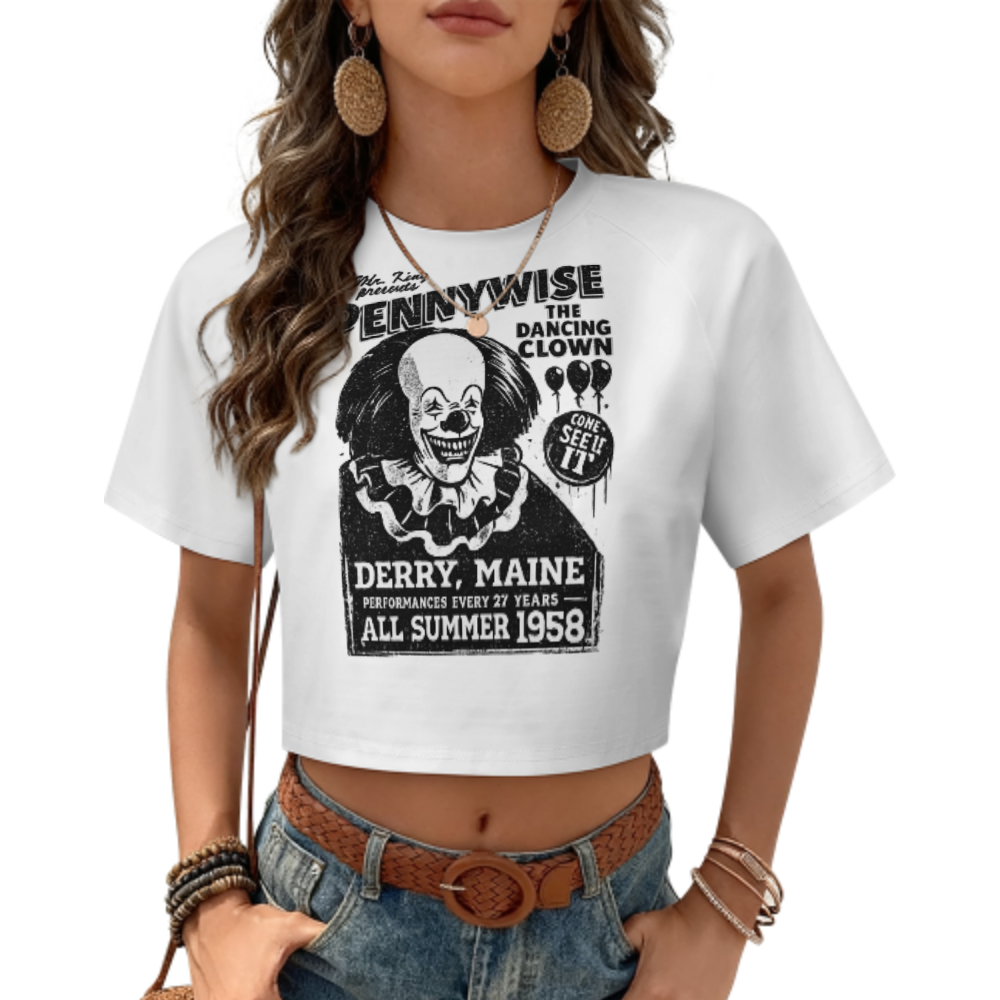 Vintage Pennywise Dancing Clown Graphic Tee | Retro Horror Carnival Inspired Halloween Shirt(z900)