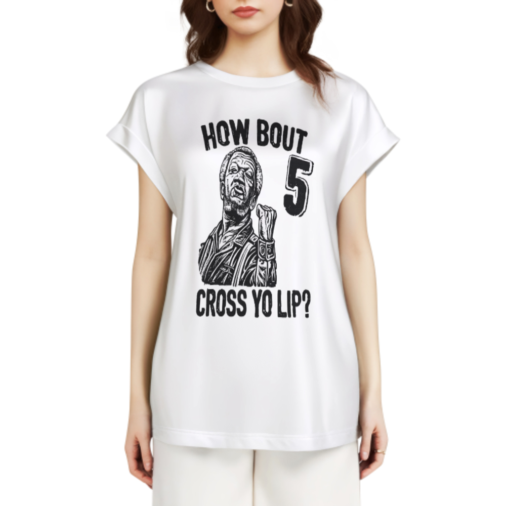 How Bout 5 Cross Yo Lip? Vintage Funny Graphic Tee | Retro Comedy Inspired Unisex Shirt(z888)