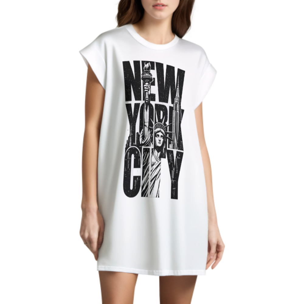 New York City Graphic T-Shirt – NYC Skyline Urban Streetwear Tee – Statue of Liberty Oversized Shirt(z875)