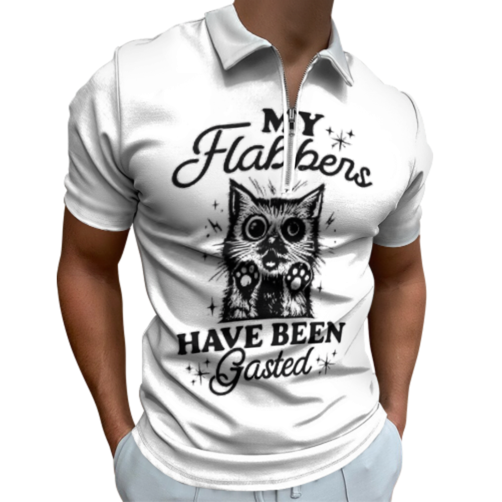 My Flabbers Have Been Gasted Funny Cat Graphic T-Shirt | Cute Shocked Kitty Meme Tee for Cat Lovers(z916)