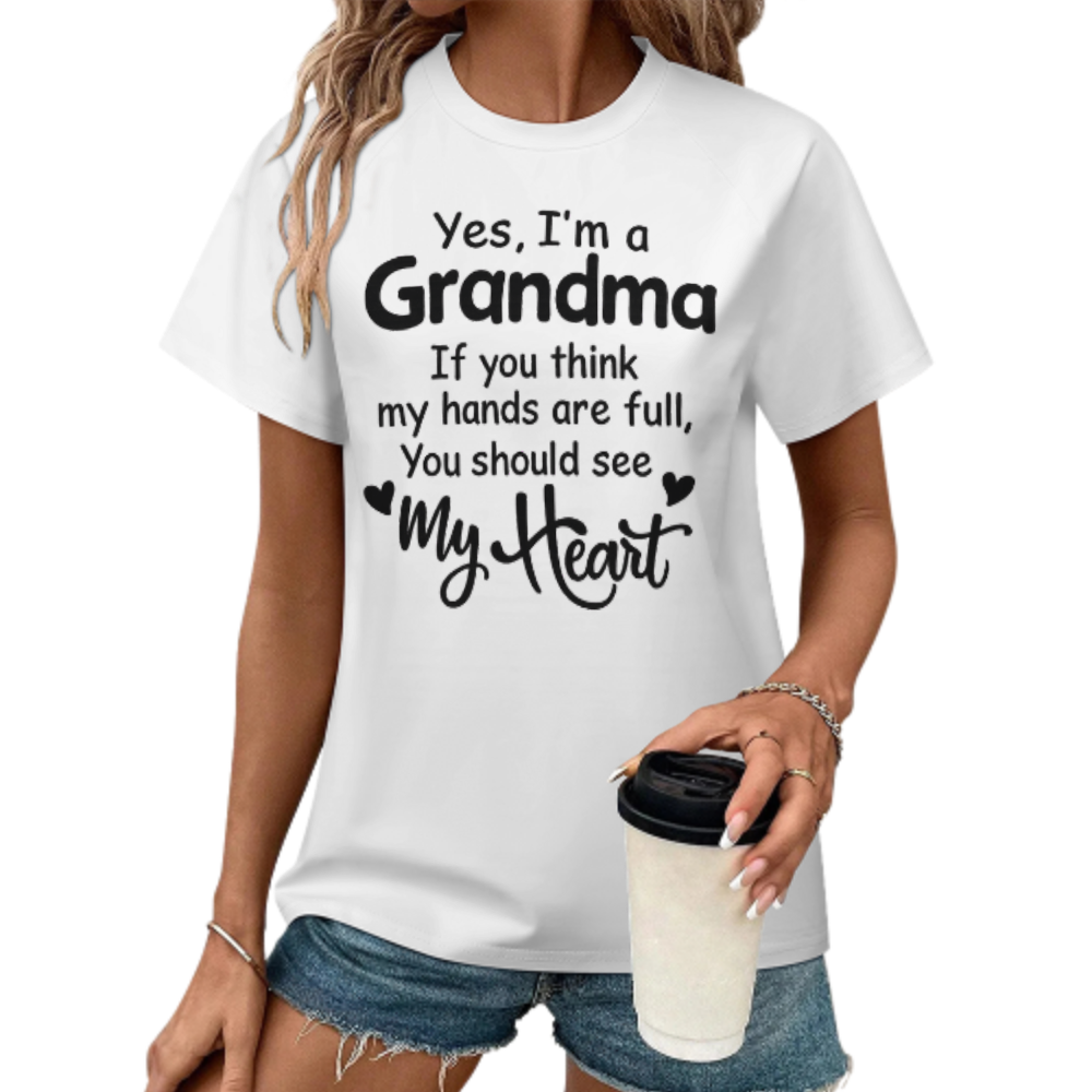 Grandma Heart Full Inspirational Graphic T-Shirt | Loving Grandmother Family Quote Tee(z909)