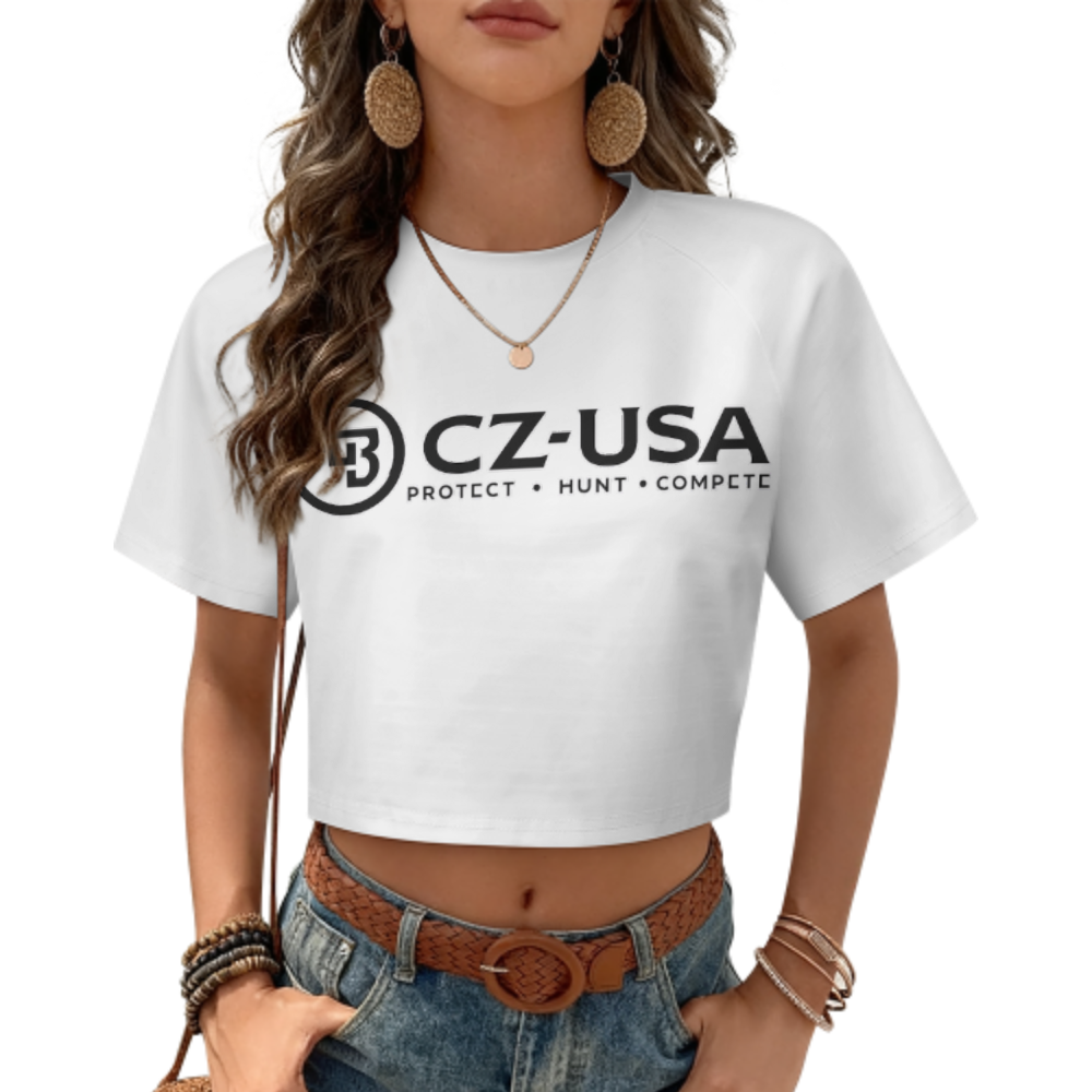 CZ-USA Protect Hunt Compete Crop Tee | Tactical Outdoor Lifestyle Graphic Shirt(z891)