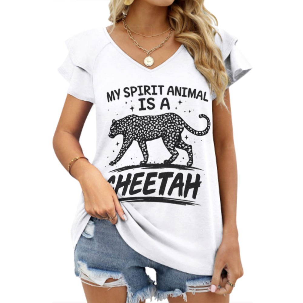 My Spirit Animal Is a Cheetah Graphic Tee – Funny Leopard Print Wild Cat Shirt(z869)