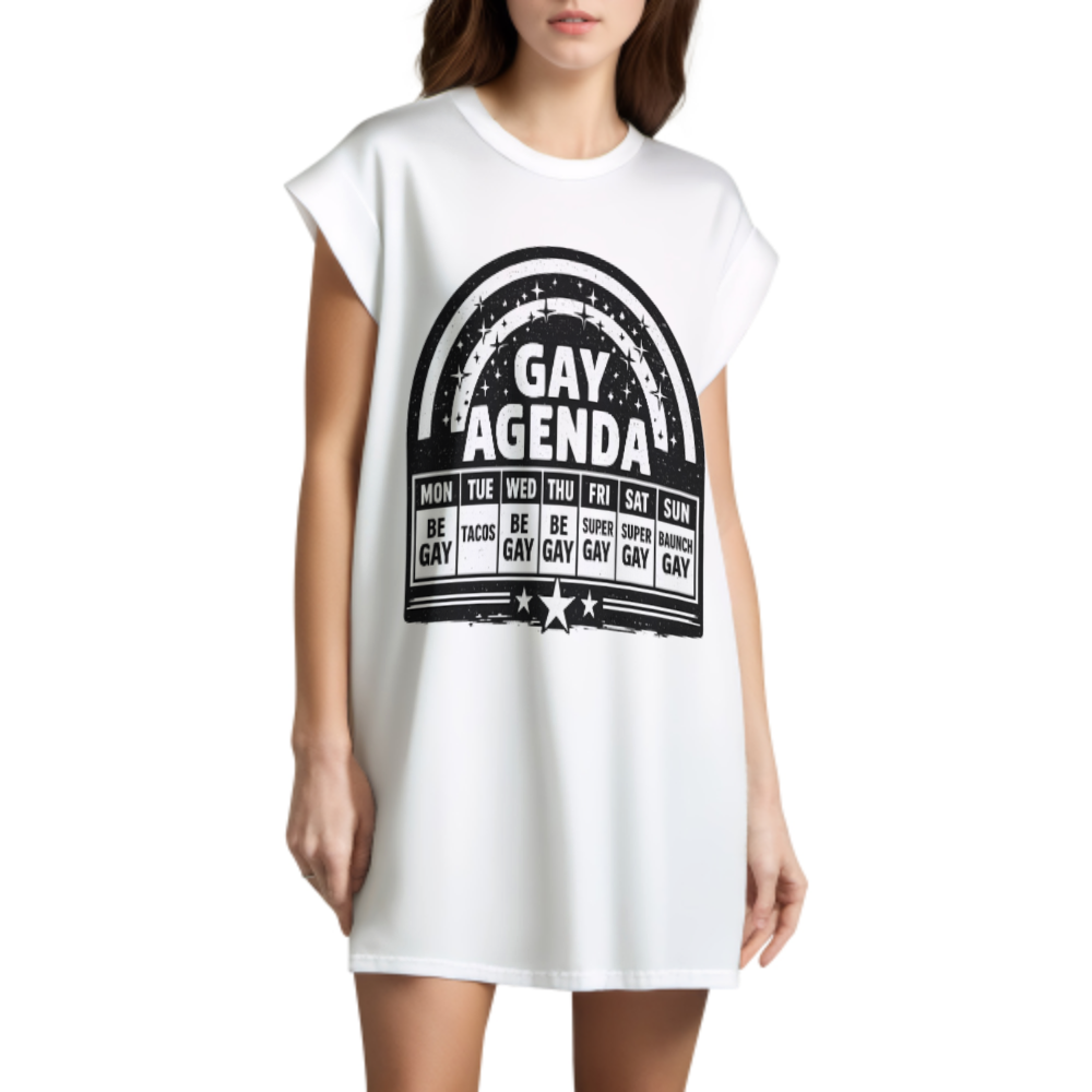 Gay Agenda Rainbow Graphic Tee – Funny LGBTQ Pride Shirt for Women & Allies(z877)
