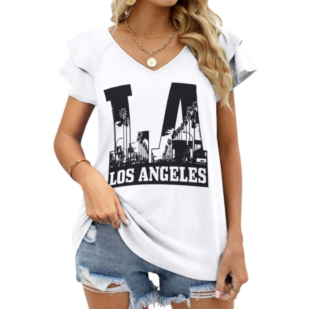 LA Los Angeles Graphic Tee – Urban Palm Tree Streetwear Shirt for Women(z863)
