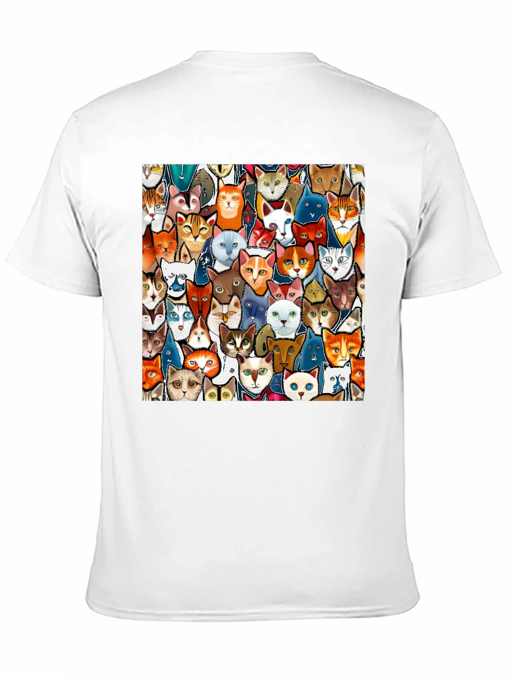 Cat Faces Graphic Print Mens Black T-Shirt