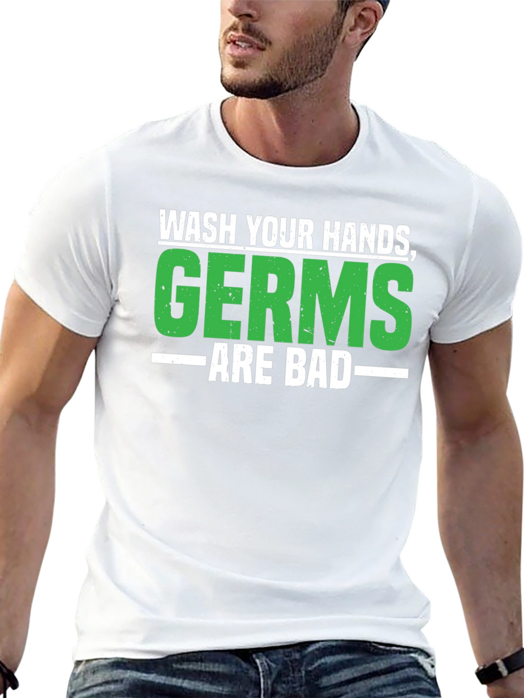 Wash Your Hands Germs Are Bad Black T-Shirt