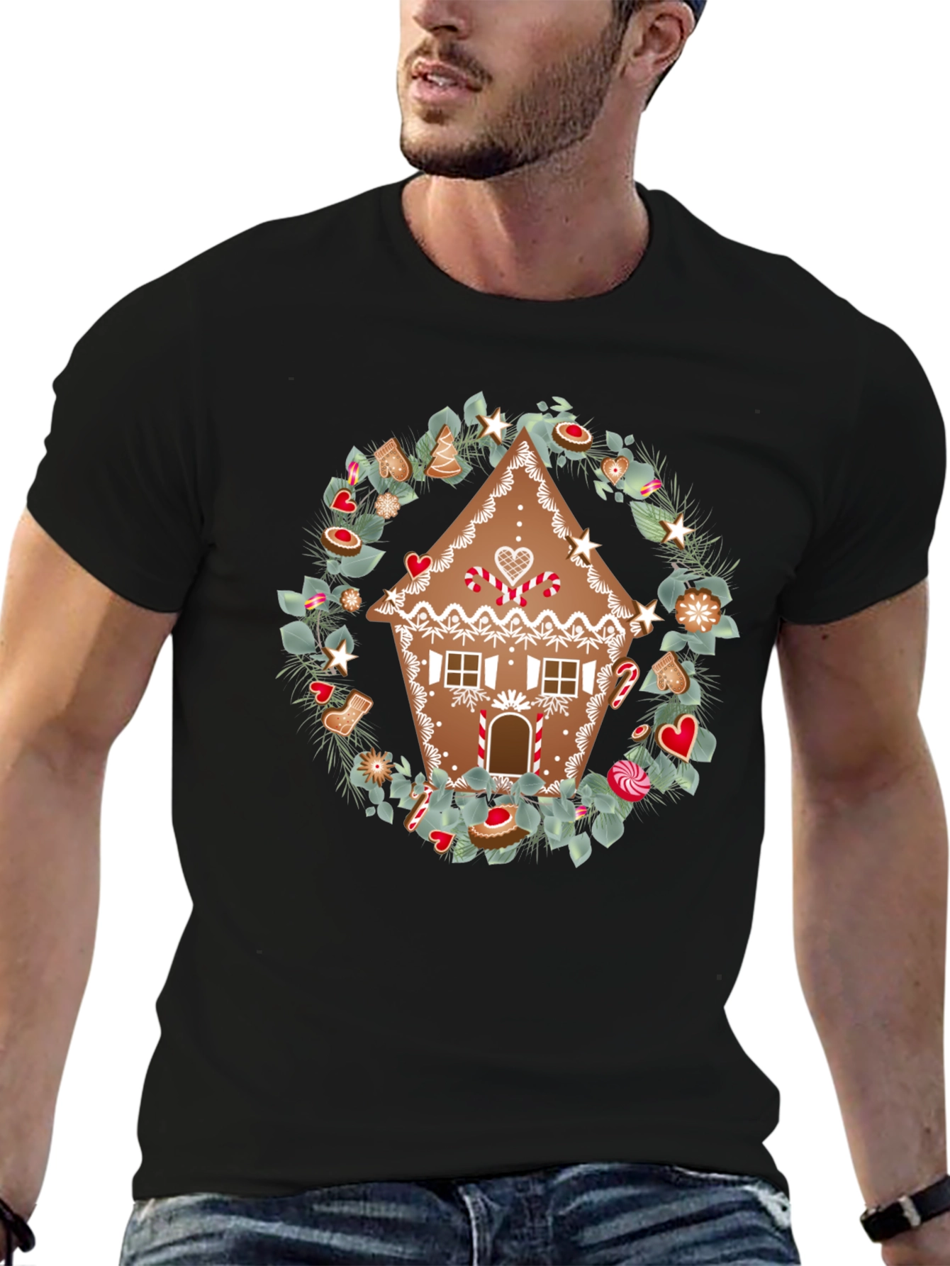 Gingerbread House Wreath Graphic Tee