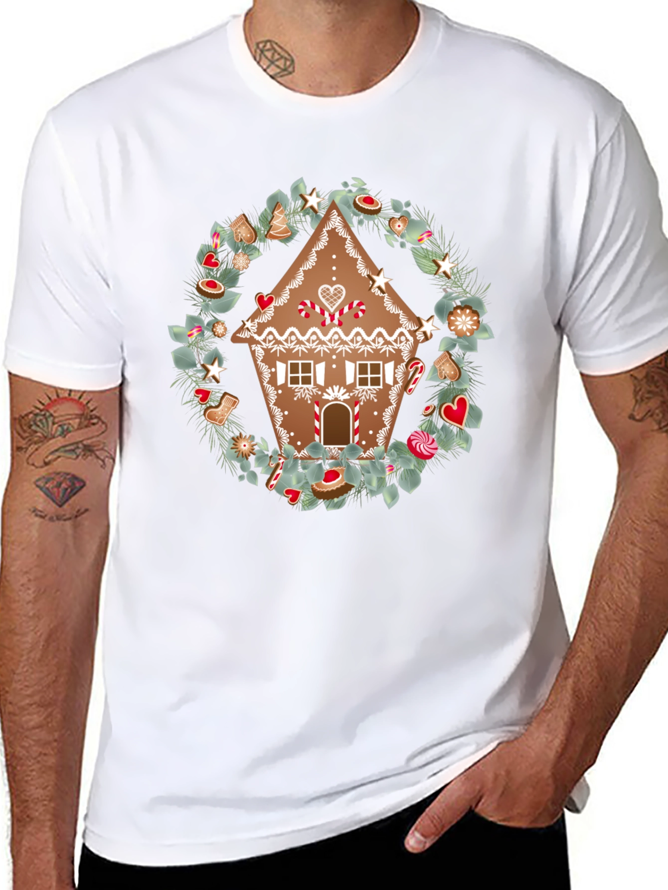 Gingerbread House Wreath Graphic Tee